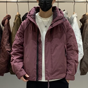 时尚 冬季 工装 连帽鹅绒羽绒服百搭潮流美式 休闲痞帅保暖羽绒衣 男士