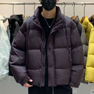 冬季韩版男士加厚泡芙立领羽绒服百搭潮流时尚休闲纯色痞帅面包服
