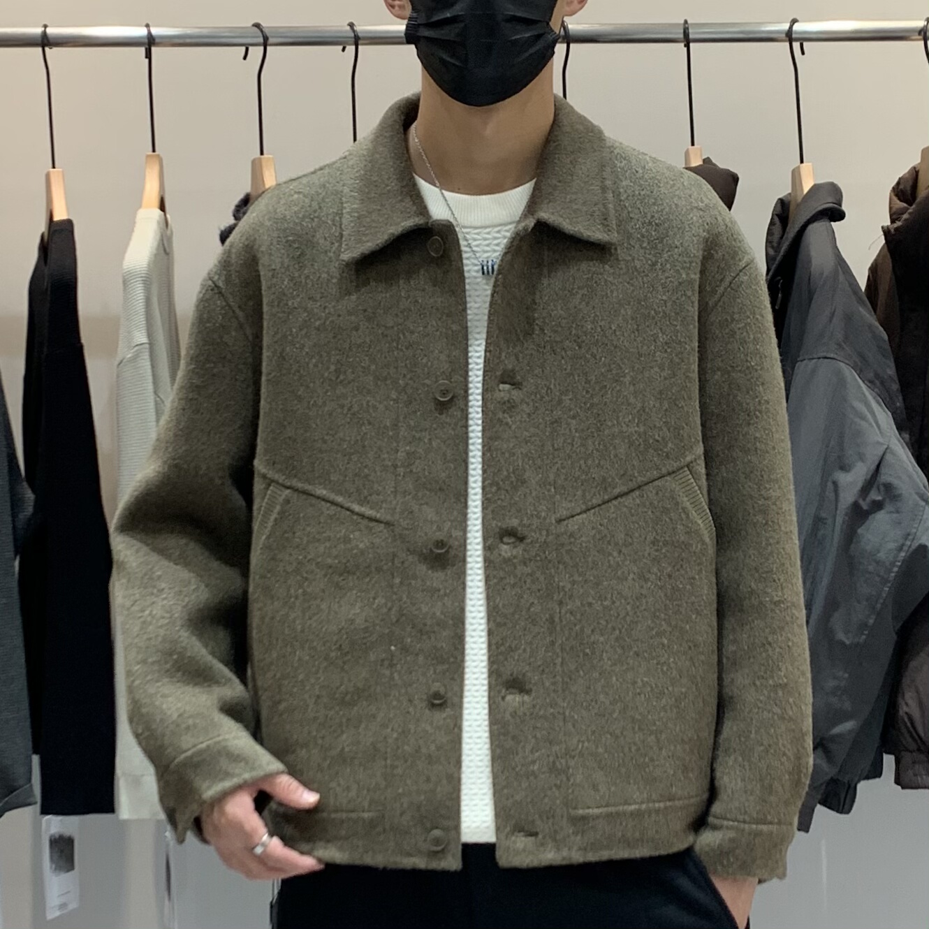 一公元-秋冬男士轻熟风双面羊毛大衣美式复古简约百搭呢子外套