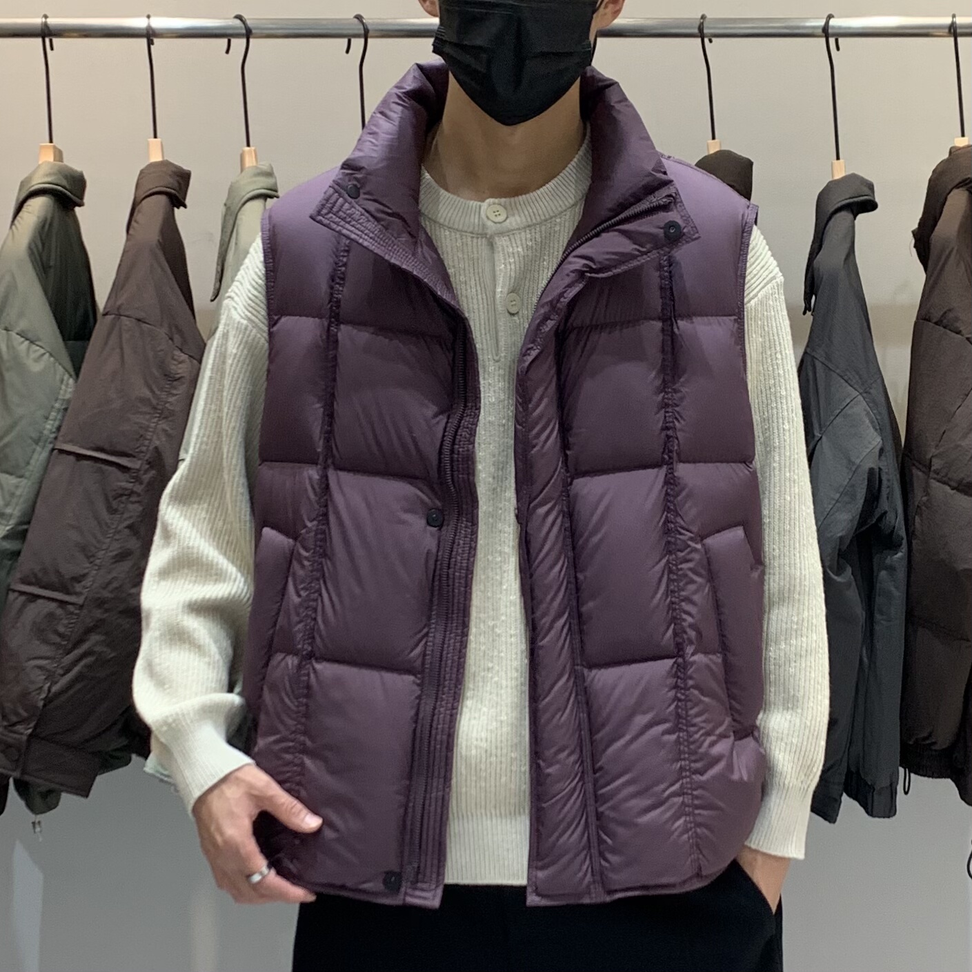 冬季韩版男立领羽绒马甲百搭潮流时尚纯色90白鸭绒保暖背心羽绒服