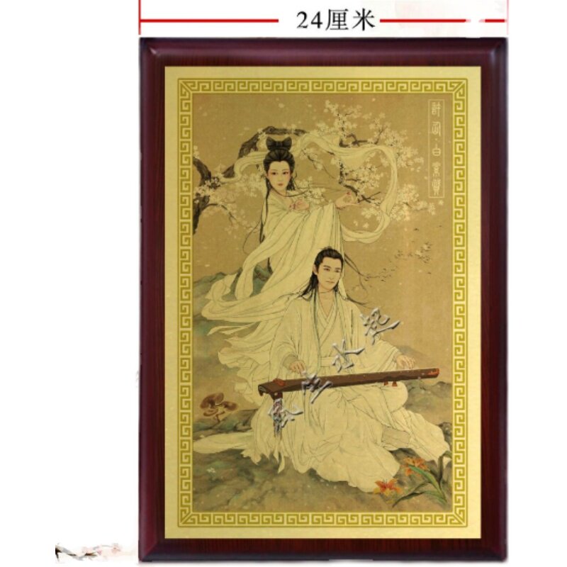 白娘子白素贞画像 青蛇白蛇小青神像画摆件 青白二蛇平安祈福