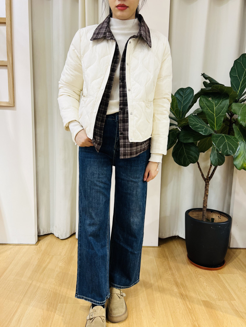 i+now专柜同款女2025冬季新款宽松短款polo假两件轻薄羽绒服棉服