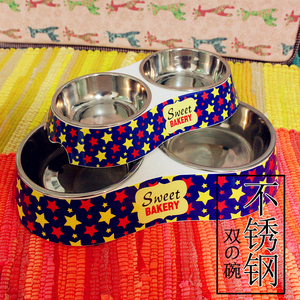 包邮狗碗狗食盆不锈双层密胺不锈钢碗泰迪比熊食碗宠物碗狗狗饭碗