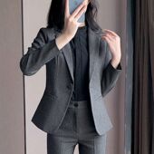 套装 高级感前台工作服正装 西装 2024新款 灰色职业装 外套女春秋薄款