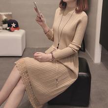 过膝bf 韩版 长款 修身 2019新款 针织连衣裙女秋季 毛衣打底裙子女长袖