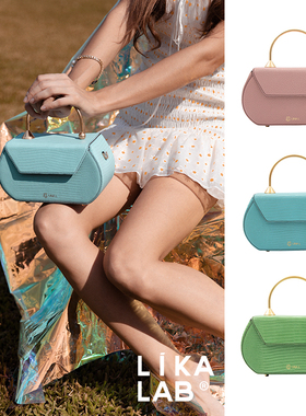 UNA.L小众设计师包不平衡手挽系列椭圆包荔枝纹蜥蜴纹牛皮手提包