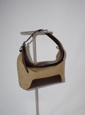 the pleasure molecule小号帆船包头层牛皮拼接质感腋下斜挎包TPM