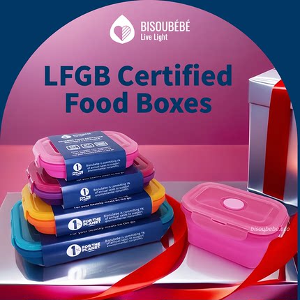 Food lunch box silicone欧标折叠硅胶饭盒加厚微波炉洗碗机