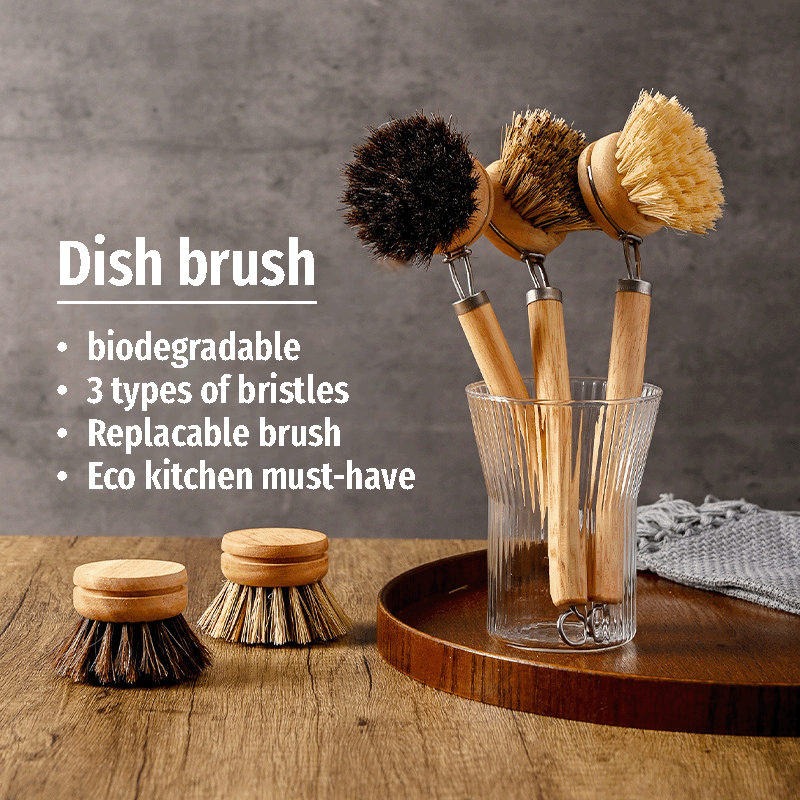 Eco Dish brush sisal环保椰棕剑麻锅刷可替换头洗锅马毛刷洗碗