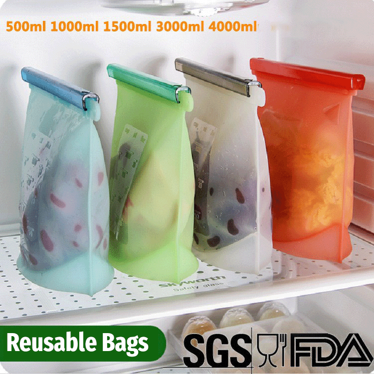 FDA silicone food storage bag硅胶保鲜袋食品袋冷藏保鲜分装