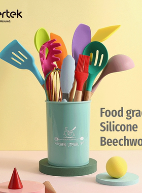 Colorful cookware set多巴胺彩色12件厨具耐热硅胶套装不粘锅