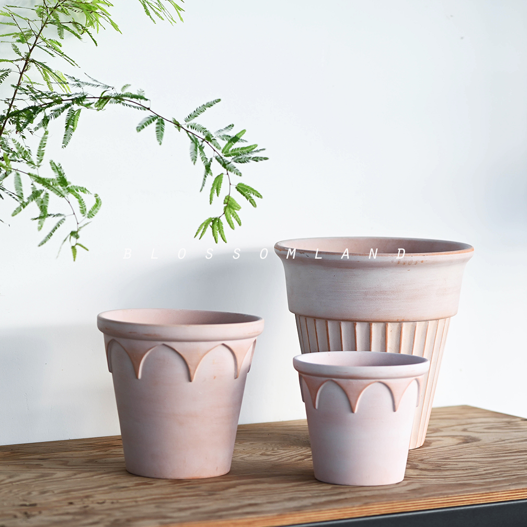 暖暖半岛浮雕洗白好用美观红陶盆