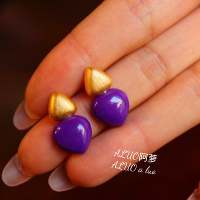 紫云母耳钉s925银针耳坠耳环原创设计饰品女轻奢高级小众气质耳饰