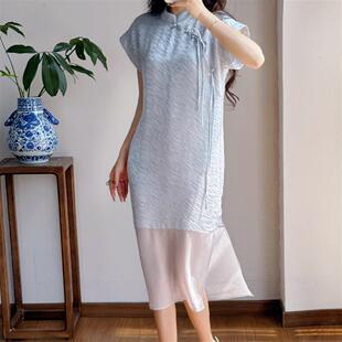 新中式国风夏季新款改良旗袍裙子高级感好看洋气遮肉真丝连衣裙女