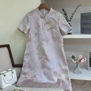 【现货】印花新中式国风连衣裙女2025新款精致气质显瘦裙子A75330