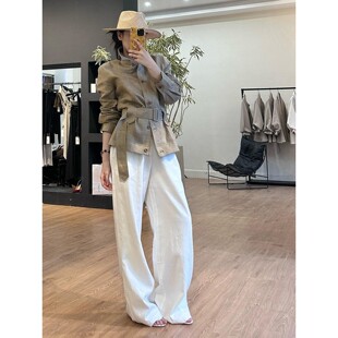 欧洲文艺复兴棕色亚麻外套简约气质通勤穿搭显瘦高级感外套女