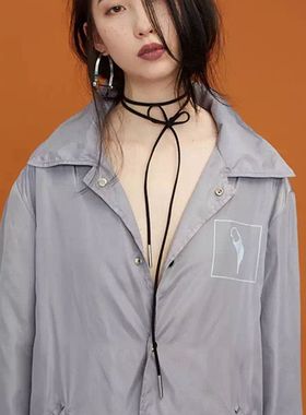 极简风百搭黑色绑带配饰毛衣链