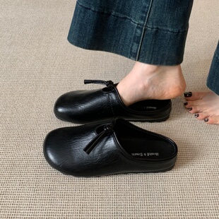 外穿凉0315r 百搭孕妇平底鞋 一脚蹬勃肯包头半拖鞋 女2026春夏新款