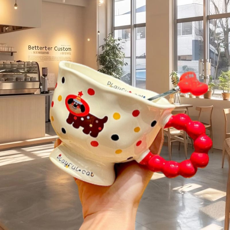 高颜值波点陶瓷马克杯生日礼物