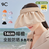 VVC贝壳空顶防晒帽子发箍式 女出游休闲防紫外线遮阳帽可收纳大檐