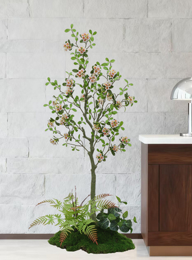 仿真海棠花树室内装饰大型植物落地假盆栽客厅塑料花摆件仿生绿植