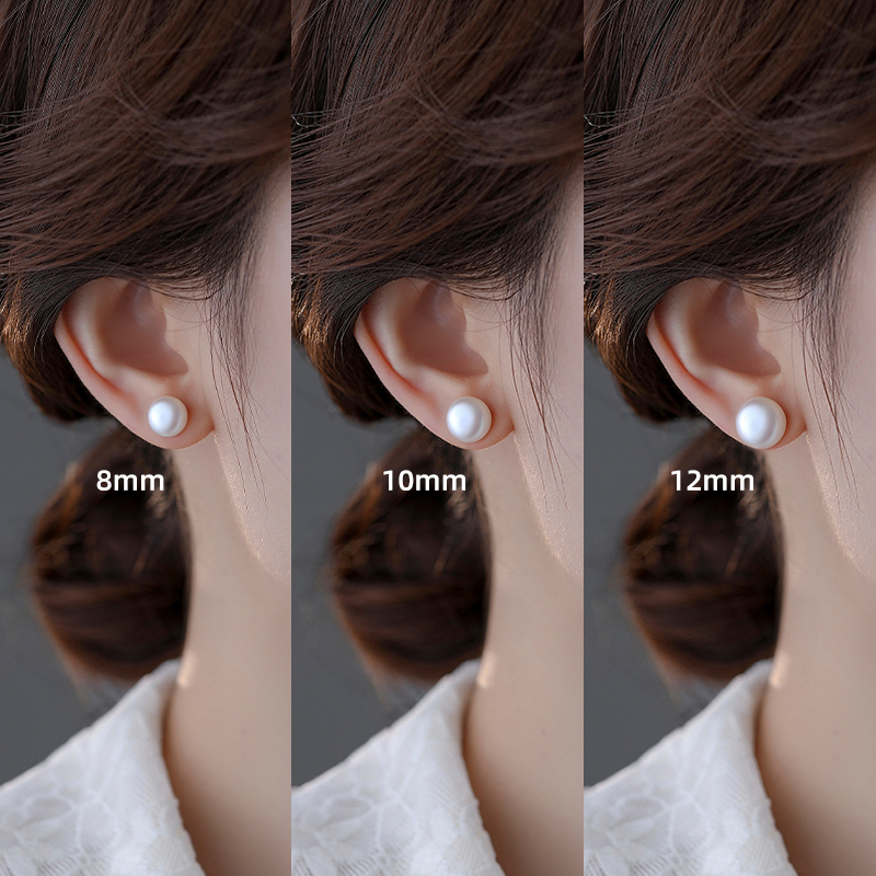 12MM天然淡水大珍珠耳钉女