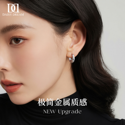 极简素圈水滴耳环女2026新款爆款