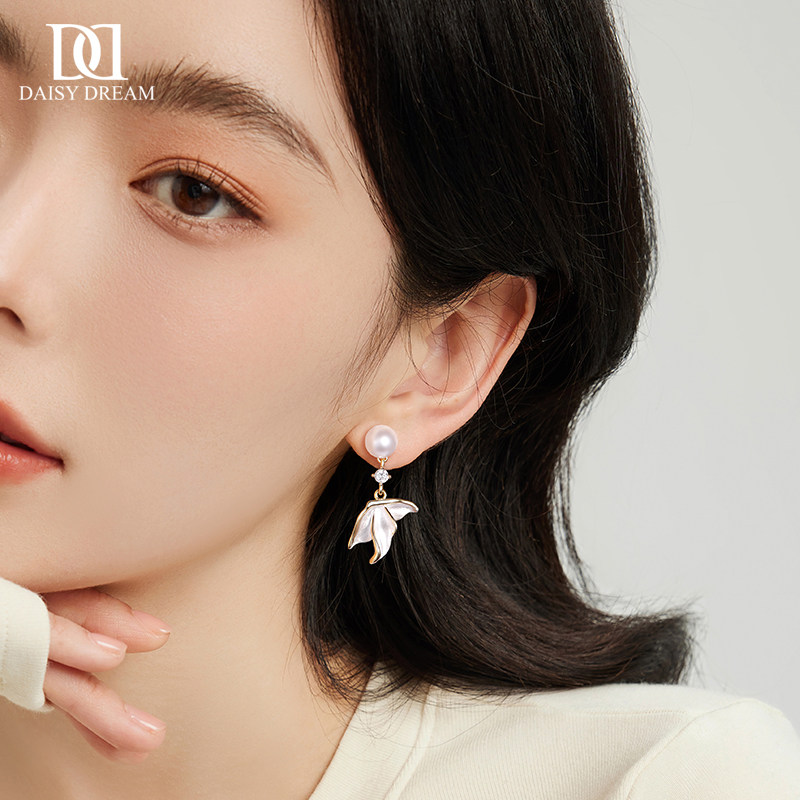 999纯银针珍珠鱼尾耳环女2025新款高级耳钉流苏耳环气质百搭耳饰,饰品/流行首饰/时尚饰品新,耳环,淘宝优惠券,粉丝福利购,淘宝优惠卷