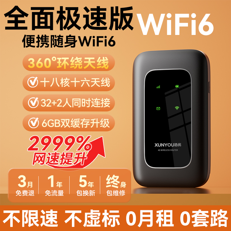 随身wifi无线2025新款移动wi-fi三网通4G网络全国通用便携式宽带无限纯流量上网卡车载家用充电wi-fl6路由器