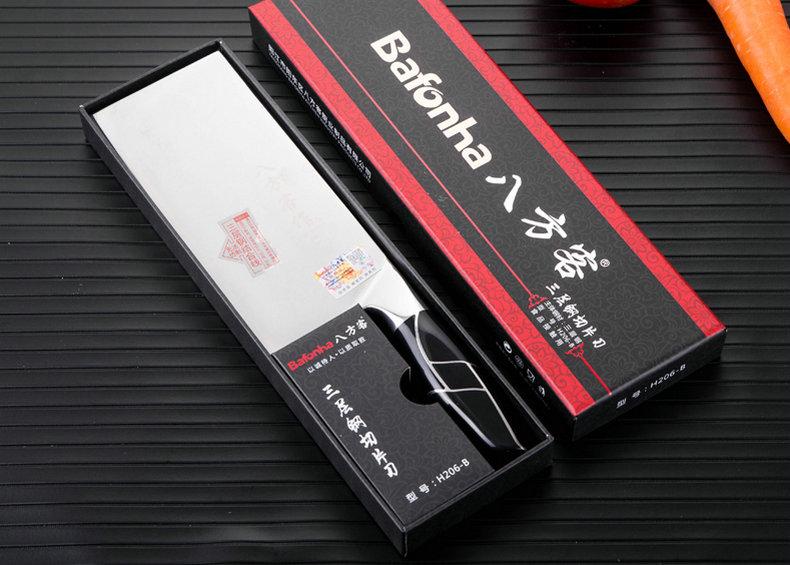 八方客作三层钢不锈钢厨房刀具 阳江菜刀 切菜刀 中式家用切片刀