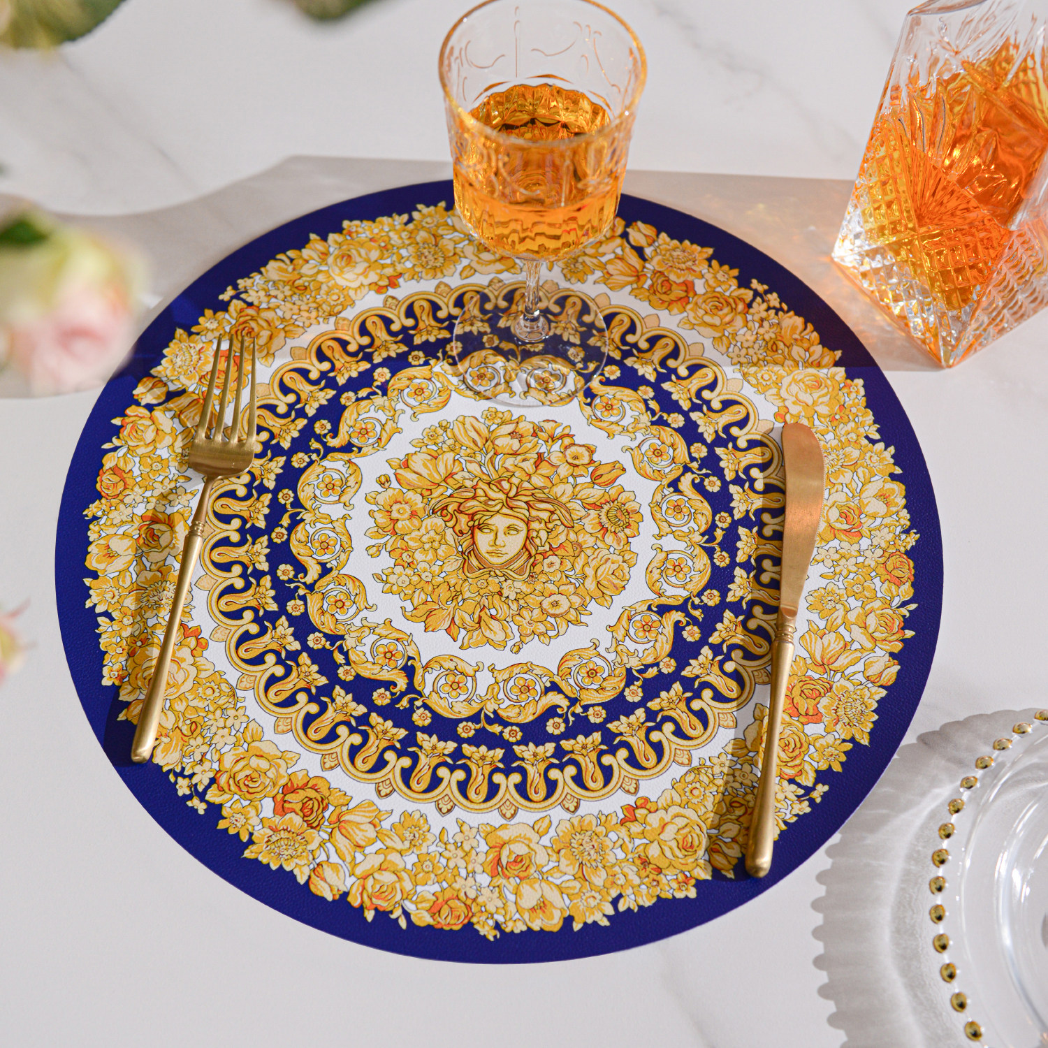 高档美式轻奢华餐垫皮革PU西餐桌垫圆形防水防油污隔热垫盘垫杯垫,居家布艺,餐垫,淘宝优惠券,粉丝福利购,淘宝优惠卷