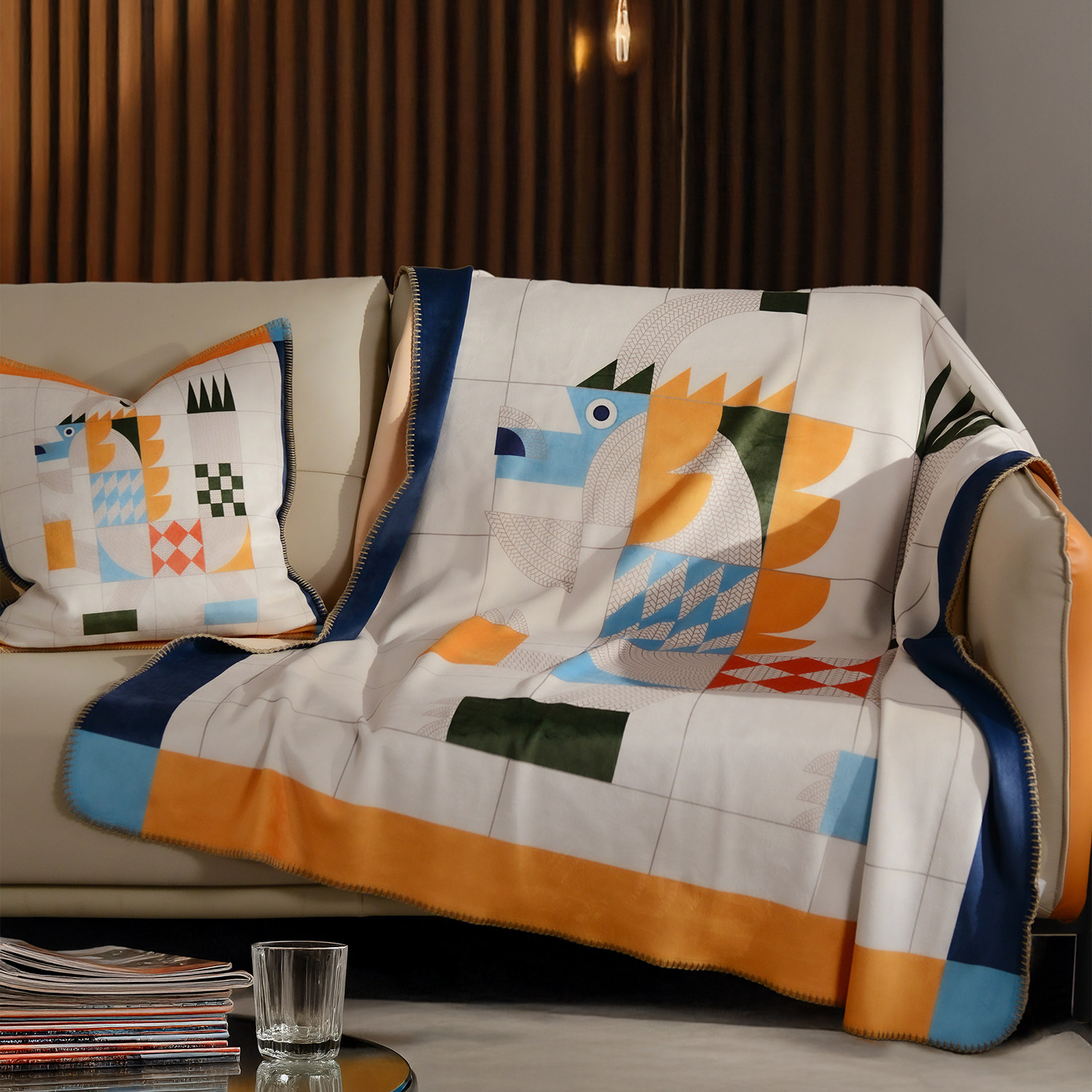 轻奢华家居沙发靠垫抱枕套含枕芯锦狐绒毛毯盖毯方形绒毯毯子包邮