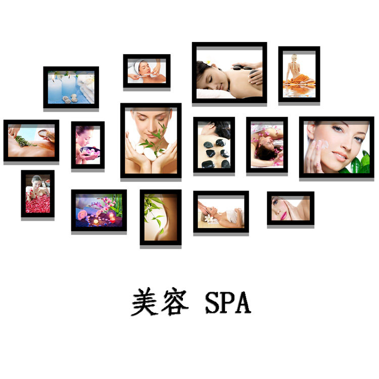 养生馆美容院装饰画美体海报 spa会所照片墙按摩店背景墙壁挂画