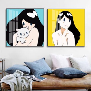 天野健挂画维纳斯和猫潮流小红书同款易梦玲猫咪画女孩卧室装饰画