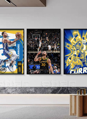 库里夺冠海报相框NBA装饰画纪念品手办篮球球星周边礼物宿舍挂画