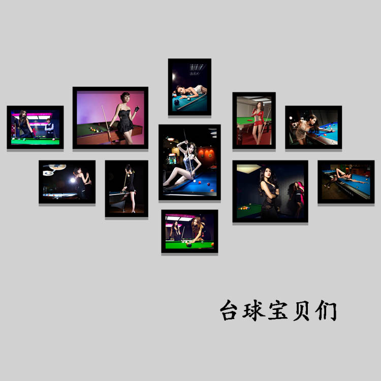 桌球室性感美女海报挂画台球厅壁画斯诺克俱乐部休闲会所组合挂画