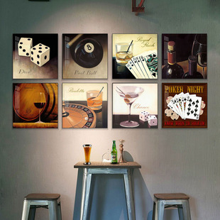 台球厅装饰画棋牌室挂画骰子歌厅桌球馆清吧KTV休闲会所酒吧壁画
