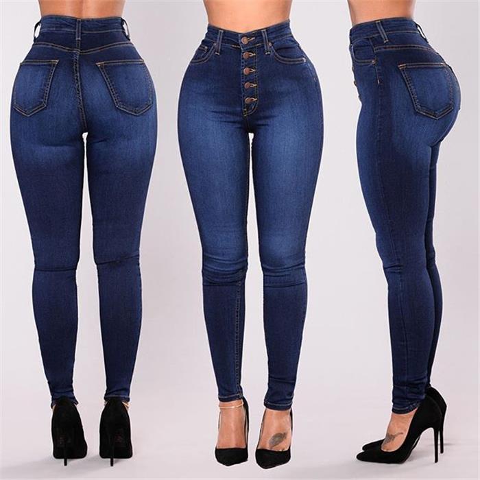 欧美高腰提臀高弹紧身牛仔裤女 stretch denim pants jeans women