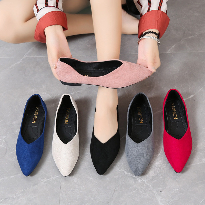 Women's pointed single shoe flat heel work shoes女式尖头单鞋