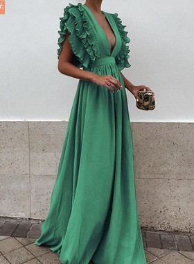 Plus Size Maxi Dress Womens Sexy Party Gown Long Dresses礼服