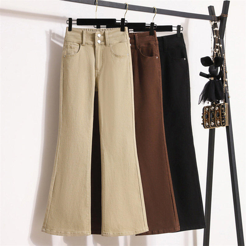 S-4XL women stretch jeans casual ladies denim flare pants女