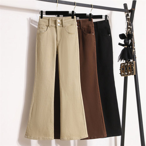 S-4XL women stretch jeans casual ladies denim flare pants女