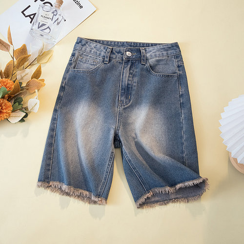 S-4XL women shorts ladies jeans pants五分牛仔裤高腰毛边短裤