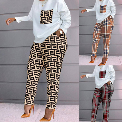 spring autumn women 2 set suit casual ladies tops pants套装