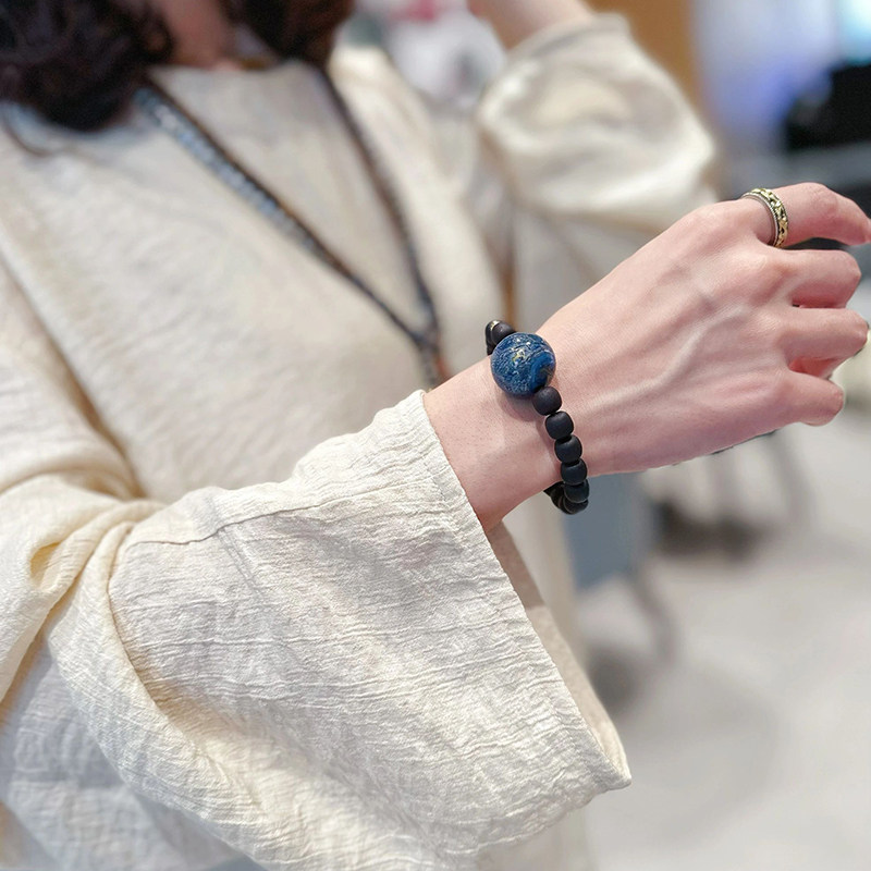 国风天然海南沉水级降真香沉香圆珠老型手串搭配大漆原创diy手作