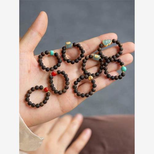 原创手作天然奇楠沉香戒指