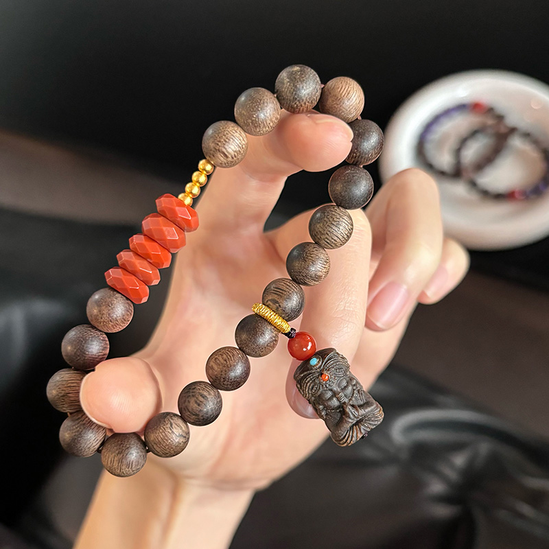 沉香手串扎基拉姆吊坠撞色文玩