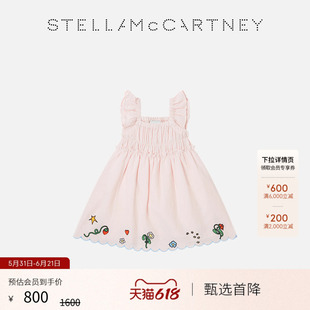 [低至6折]儿童Stella McCartney新品玫瑰色花卉刺绣无袖连衣裙