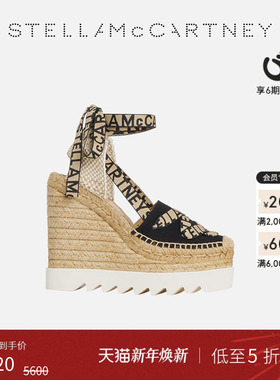 [低至5折]GAIA  Stella McCartney春季厚底绑带凉鞋坡跟草编鞋