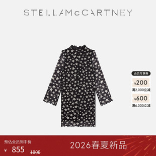 [儿童]Stella McCartney2026春夏新品黑色直筒长袖星星印花连衣裙